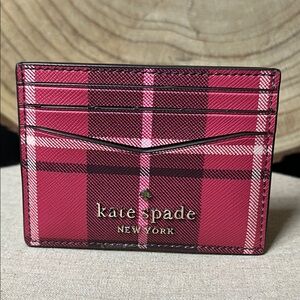 Kate Spade Pink Plaid Card Holder